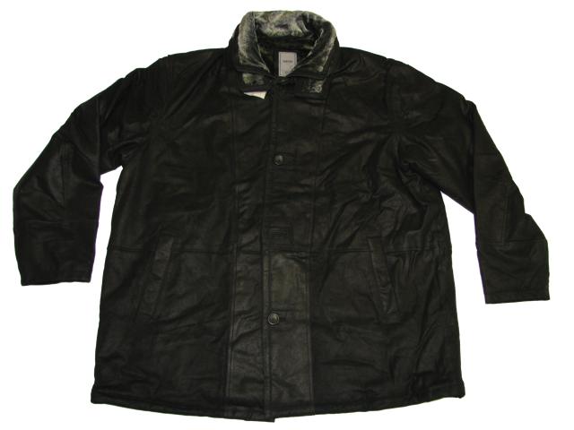 Allsize Leder-Jacke winterjacke herren in Schwarz mit warmem Innenfutter und längerem Schnitt