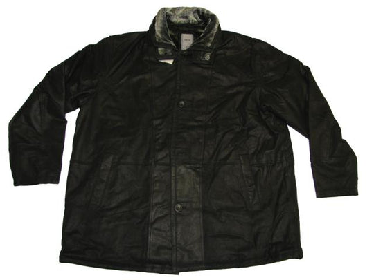 Allsize Leder-Jacke winterjacke herren in Schwarz mit warmem Innenfutter und längerem Schnitt