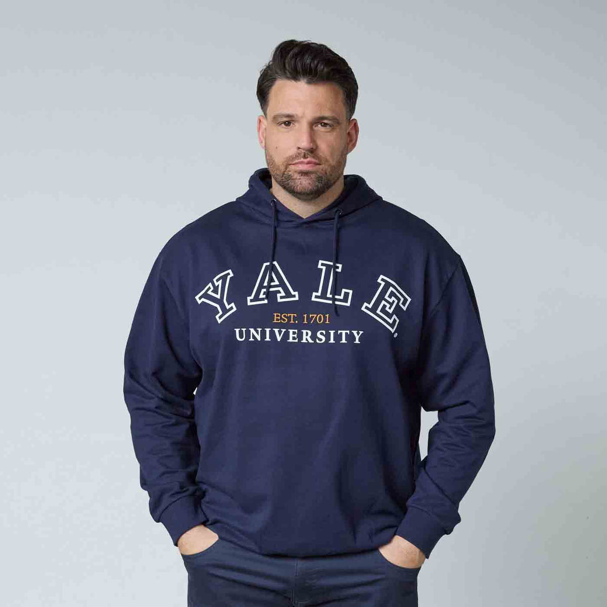 Allsize Kapuzen Sweat-Shirt in Dunkelblau mit Yale University Schriftzug für Herren