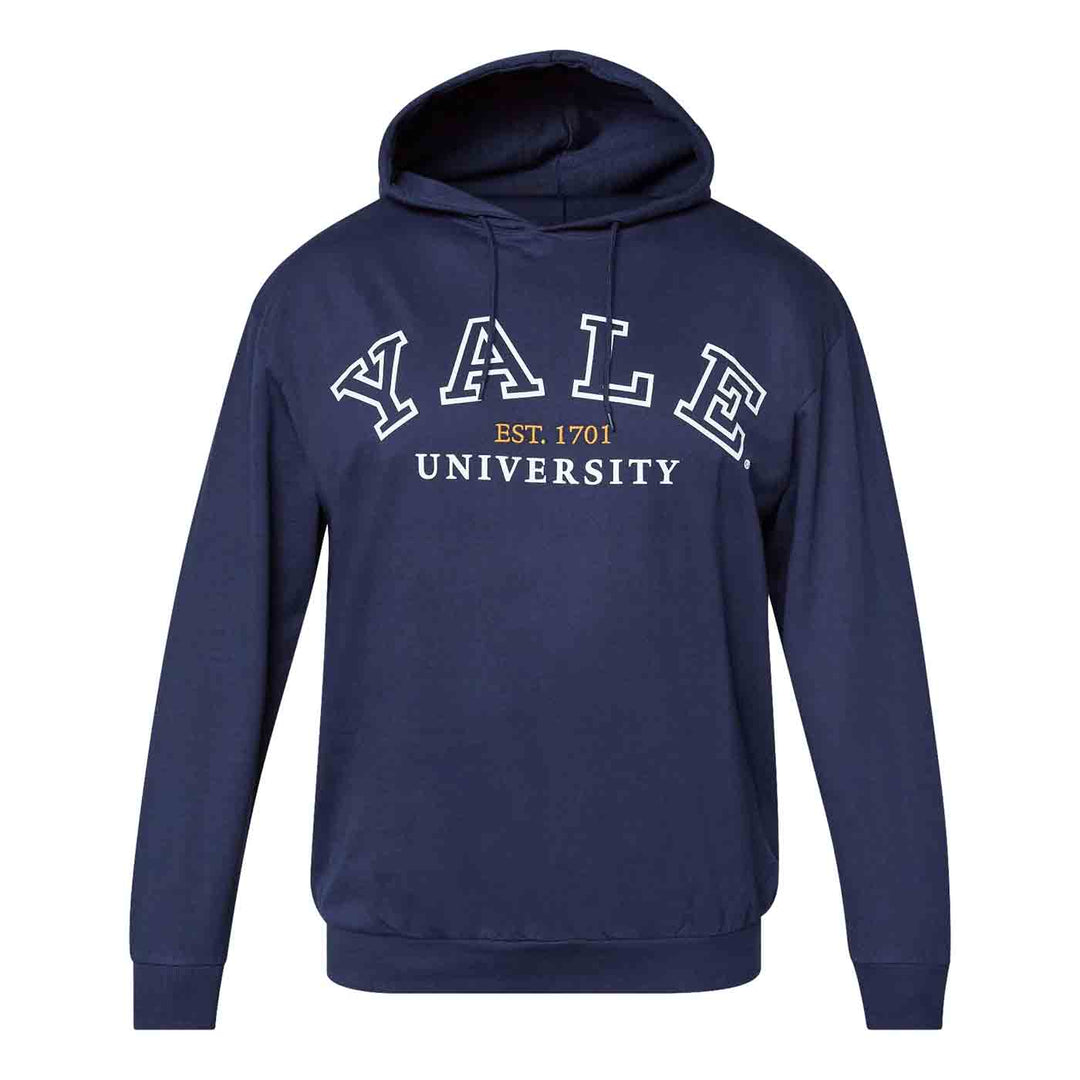 Allsize Kapuzen Sweat-Shirt in Dunkelblau mit Yale University Aufschrift und Kordelzug an der Kapuze