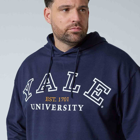 Allsize Kapuzen Sweat-Shirt in Dunkelblau mit Yale University Aufdruck und Kordelzug an der Kapuze